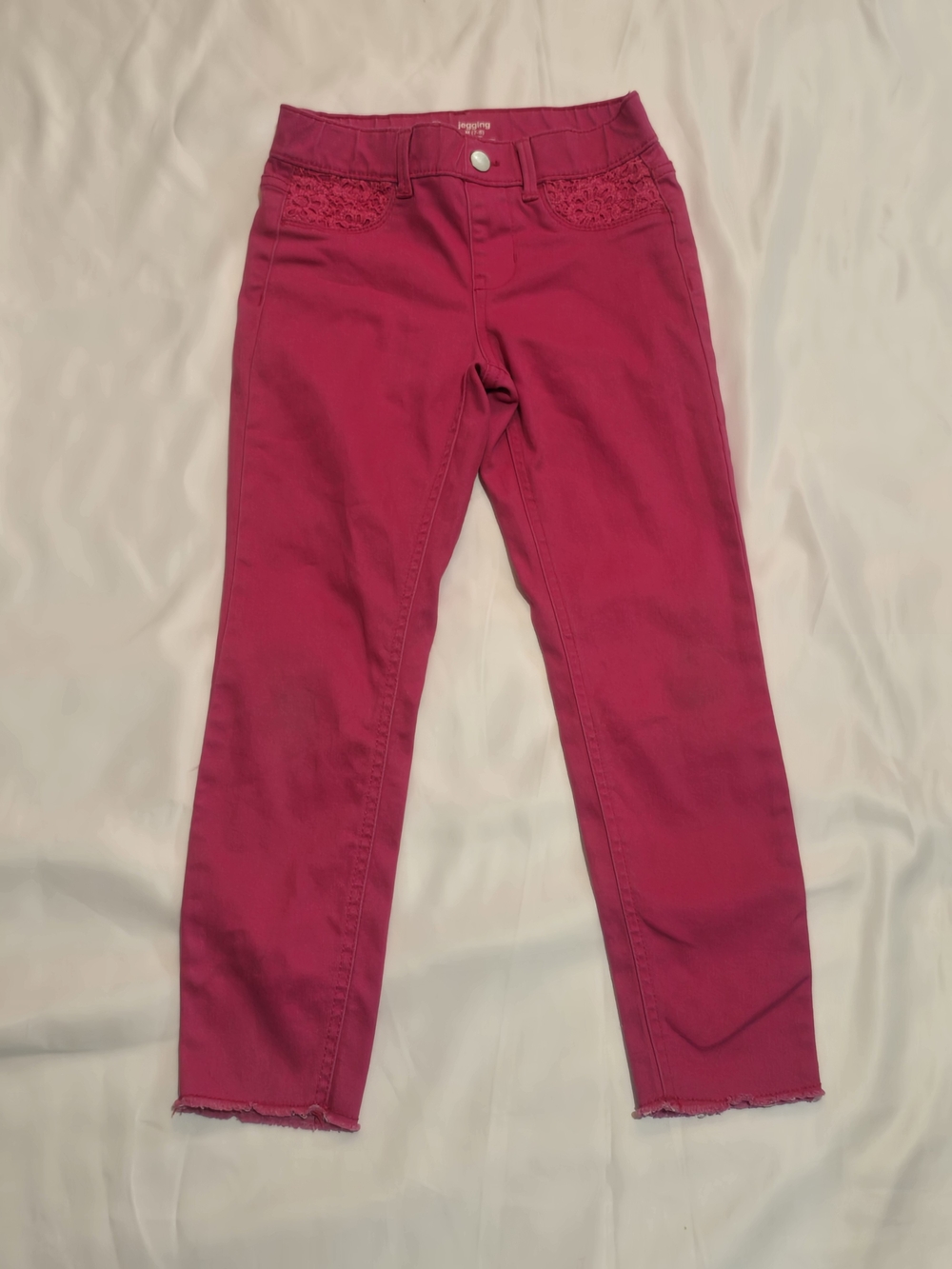 Girl's Pink Lace-Accent legging jeans size M (7-8)